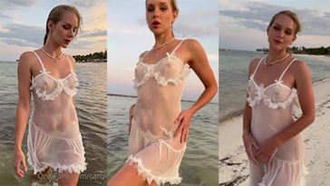 Caroline Zalog Nude Beach Wet Ver a través de OnlyFans Video