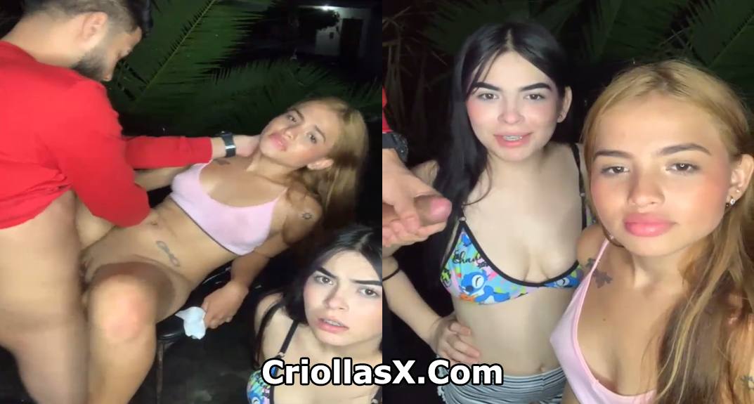 Dos colombianas en un trío porno en el patio de la casa – Porno Colombiano