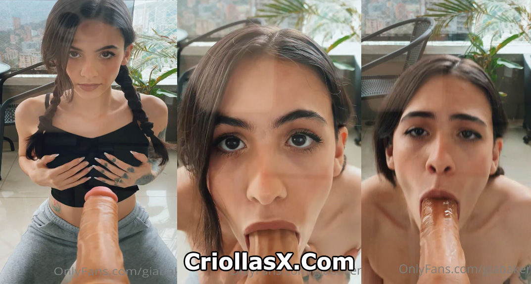 Giabraker colombiano chupando un pene de goma desnudo para Onlyfans Colombia