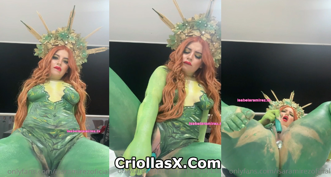 IsaRamirezOficial colombiana con el cuerpo pintado masturbándose para Onlyfans Colombia