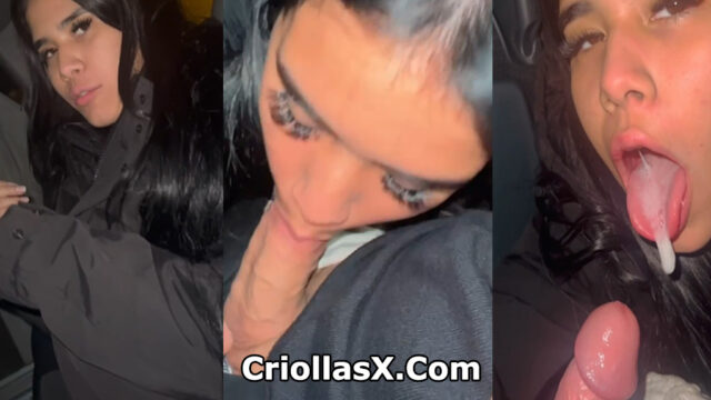 MichelleeRabbit colombiana hace mamada dentro del auto y recibe semen en la boca para Onlyfans Colombia