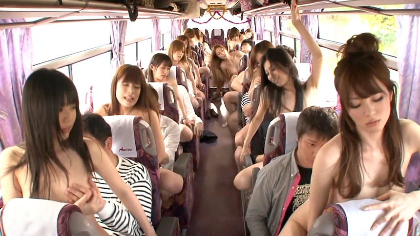 Bus loaded full with naked Asian girls yearning hard cocks and hardcore fucks