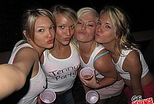 Four hot girls making out