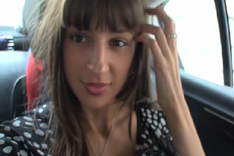 Naked girl masturbates in the backseat of the car