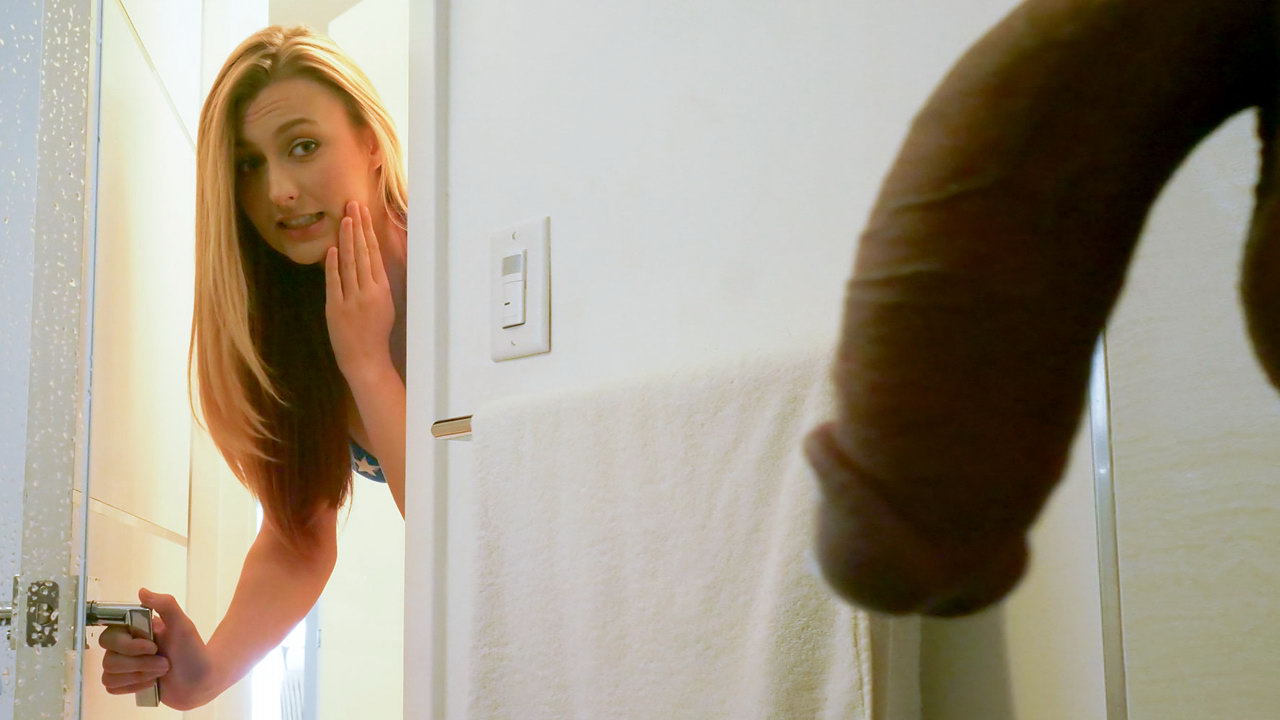 My horny sister saw my huge cock in the shower and made me drill her pussy