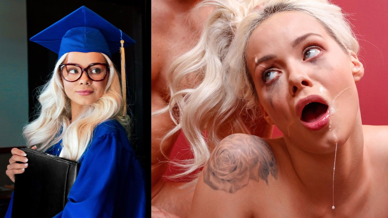 Blonde college girl fucked rough and hard after having her valedictorian speech