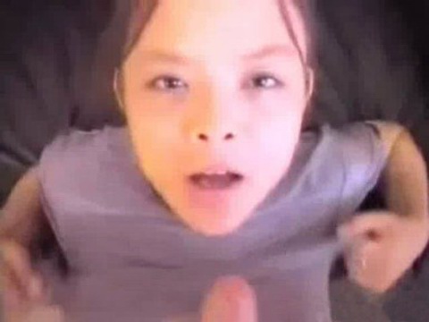 Cute asian girl gets jizzed on