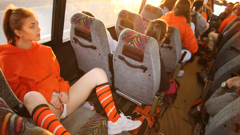 My college girlfriend masturbates on the bus while I film her