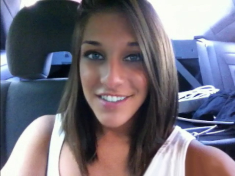 Sexy blue eyed brunette girlfriend masturbating in the back seat