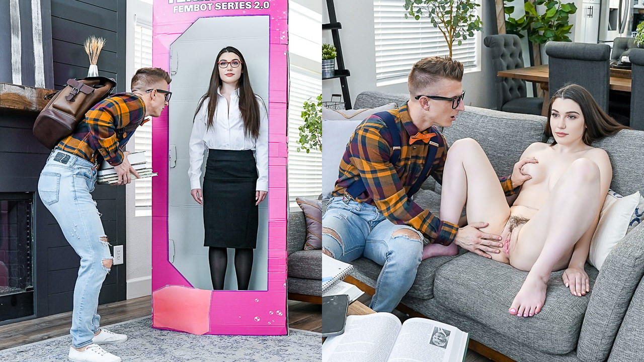 Nerd gets intense after-school sex lessons from Fembot version 2.0