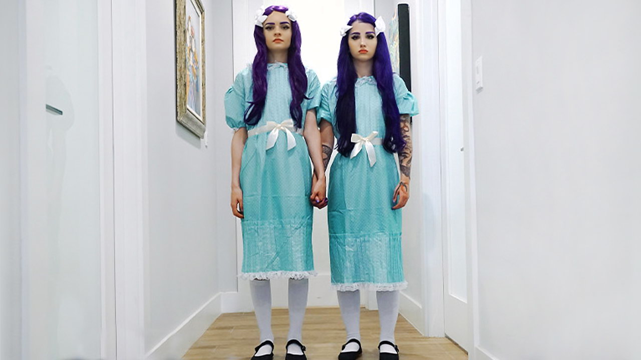 Two ghostly twins tease a guy into banging their tight pussies
