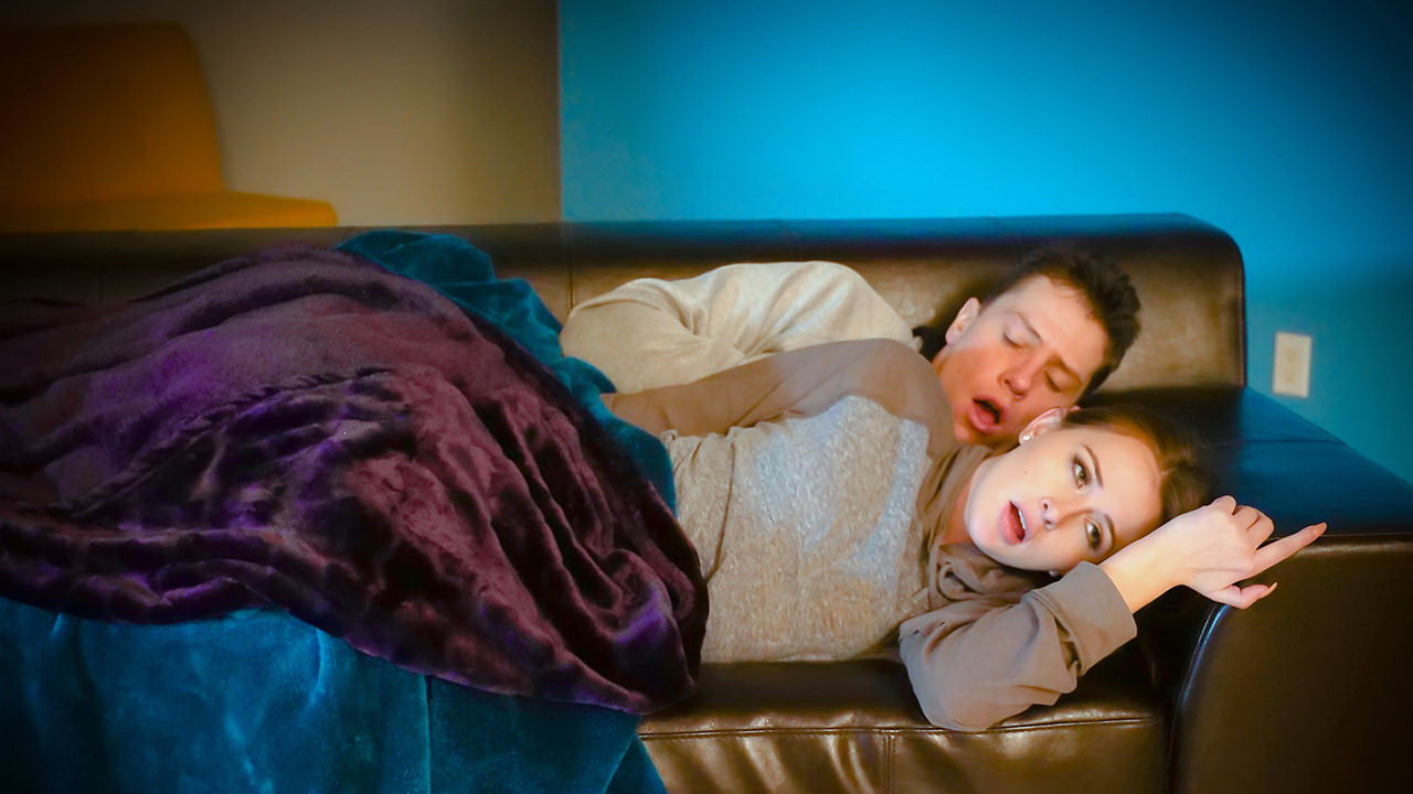 Horny girl penetrates her wet vagina with her brother’s cock while he sleeps behind her