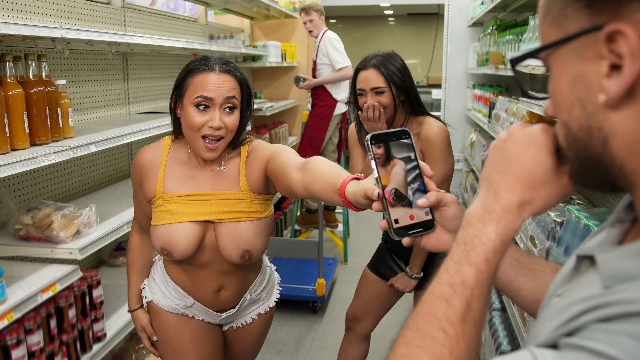 Supermarket skanks fuck and squirt with random guys